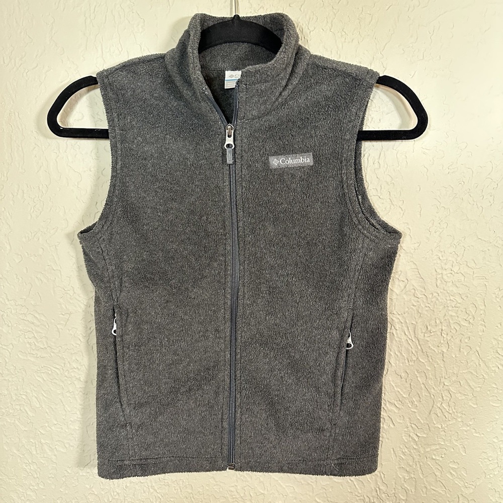 Columbia Vest Kids Small 8 Grey Full Zip High Neck Sleeveless Warm School Casual